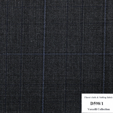 D598/1 Vercelli CVM - Vải Suit 95% Wool - Xanh navy Caro